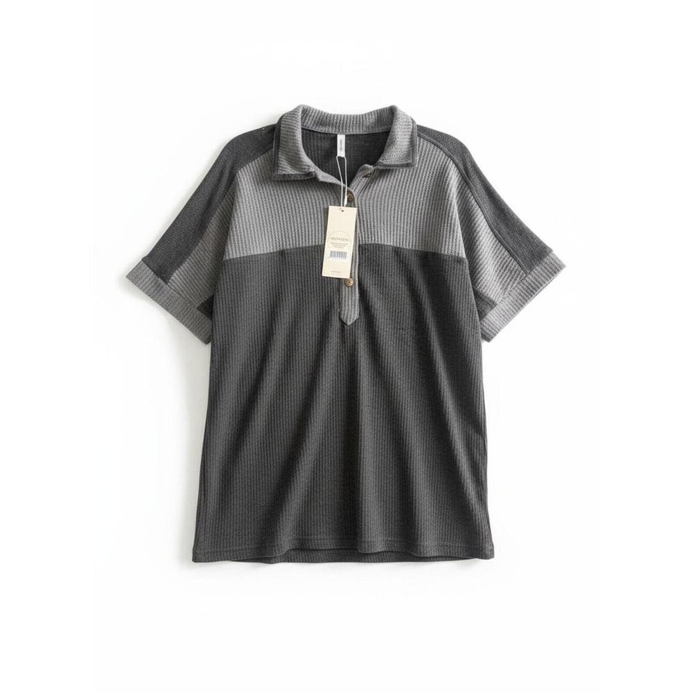 Dokotoo Men's Short Sleeve Polo Shirt‎ in Two-Tone Gray